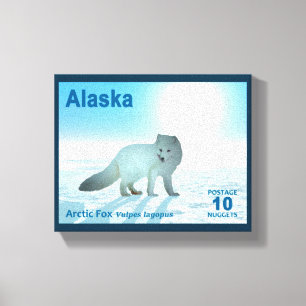Arctic Fox - Alaska Postage Canvas Afdruk