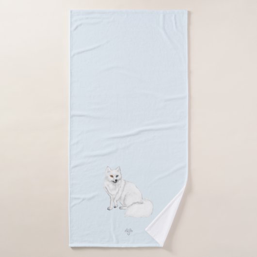 Arctic Fox Art on Icy Blue Background 3pc Bath Set (Serviette de bain)