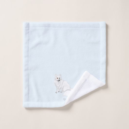 Arctic Fox Art on Icy Blue Background 3pc Bath Set (Gant de toilette)