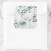 Arctic Fox Blustering Winter Woodland Snow Storm Vierkante Sticker (Tas)