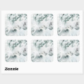 Arctic Fox Blustering Winter Woodland Snow Storm Vierkante Sticker (Vel)