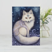 Arctic Fox Boho Mystieke Kunst Feestdagenkaart (Staand voorkant)