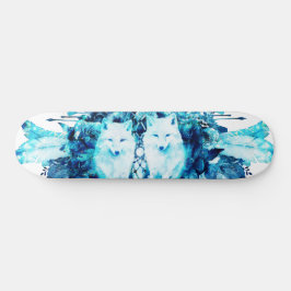 Arctic Fox Dreamcatcher Ice Blue Floral Skateboard