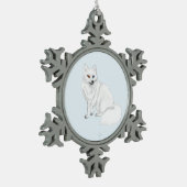 Arctic Fox Holiday Snowflake Framed Ornament (Links)