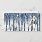Arctic Fox in Winter Bossen met Star Holiday Kaart (Voorkant)
