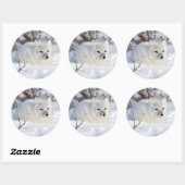 Arctic Fox in winter Ronde Sticker (Vel)