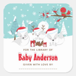 Arctic Fox Kerstmis Wonderland Vierkante Sticker