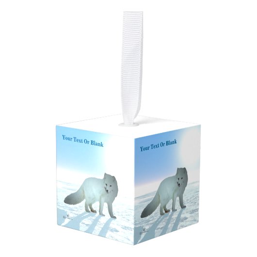 Arctic Fox Kubus Ornament (Voorkant hoekig)