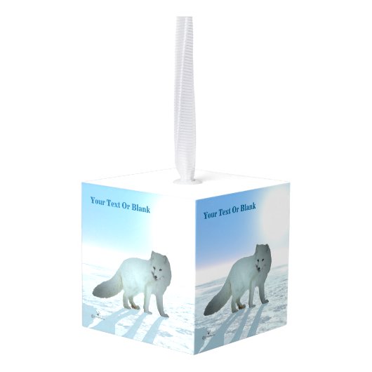 Arctic Fox Kubus Ornament (Achter hoekig)