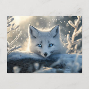 Arctic Fox met betoverende blauwe ogen Feestdagenkaart