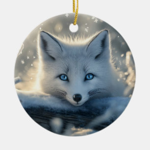 Arctic Fox met betoverende blauwe ogen Keramisch Ornament
