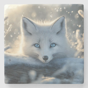 Arctic Fox met betoverende blauwe ogen Stenen Onderzetter