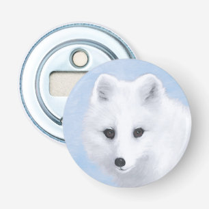 Arctic Fox Painting - Originele Wildlife Art Button Flesopener
