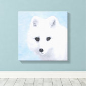 Arctic Fox Painting - Originele Wildlife Art Canvas Afdruk (Insitu (Houten vloer))