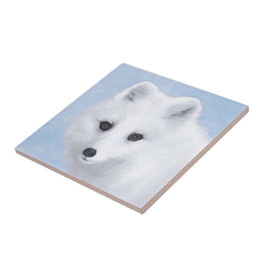 Arctic Fox Painting - Originele Wildlife Art Tegeltje (Zijkant)