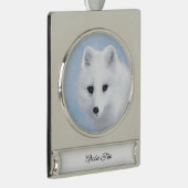 Arctic Fox Painting - Originele Wildlife Art Verzilverd Banner Ornament (Rechts)