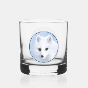 Arctic Fox Painting - Originele Wildlife Art Whisky Glas