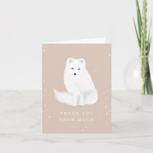Arctic Fox Pink Winter Baby shower Hartelijk dank Bedankkaart (Voorkant)