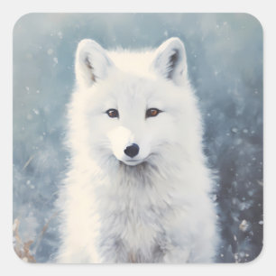 Arctic Fox Pup Winterportret Vierkante Sticker