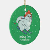 Arctic Fox Skiing Kerstmis Wintervakantie Keramisch Ornament (Rechts)