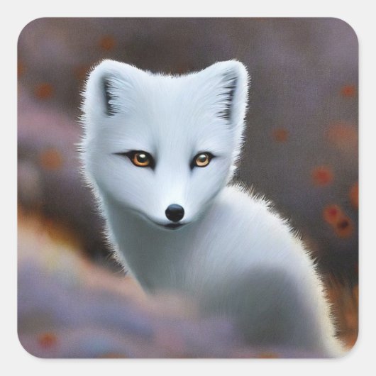 Arctic Fox Square Sticker (Voorkant)