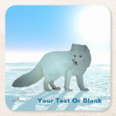 Arctic Fox Vierkante Kartonnen Onderzetter (Voorkant)