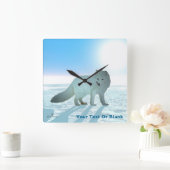 Arctic Fox Vierkante Klok (Huis)