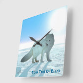 Arctic Fox Vierkante Klok (Hoek)