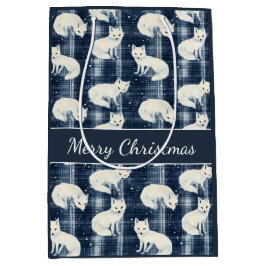 Arctic Fox Winter Christmas Tartan Plaid Pattern 2 Medium Cadeauzakje