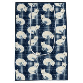 Arctic Fox Winter Christmas Tartan Plaid Pattern 2 Medium Cadeauzakje (Achterkant)
