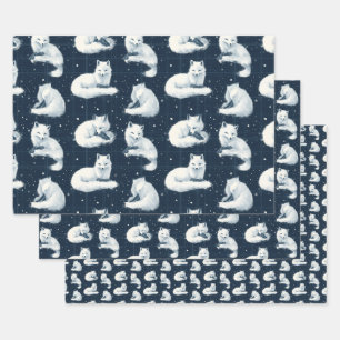 Arctic Fox Winter Christmas Tartan Plaid Pattern 3 Inpakpapier Vel