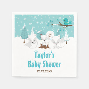 Arctic Fox Winter Wonderland Baby shower Servet