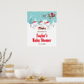 Arctic Foxes Baby shower de Noël Affiche de bienve (Cuisine)