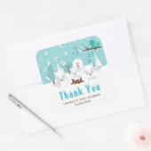 Arctic Foxes Winter Baby shower Hartelijk dank Vierkante Sticker (Envelop)