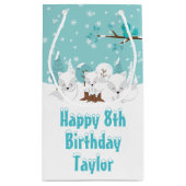 Arctic Foxes Winter Blue Happy Birthday Small Gift Klein Cadeauzakje (Achterkant)