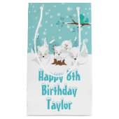 Arctic Foxes Winter Blue Happy Birthday Small Gift Klein Cadeauzakje (Voorkant)