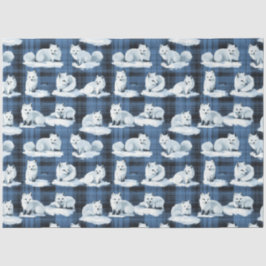 Arctic Foxes Winter Christmas Tartan Plaid Pattern Tissuepapier