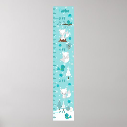 Arctic Foxes Winter Wonderland Growth Chart Poster (Voorkant)