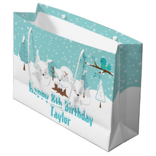 Arctic Foxes Winter Woodland Happy Birthday Grote Groot Cadeauzakje