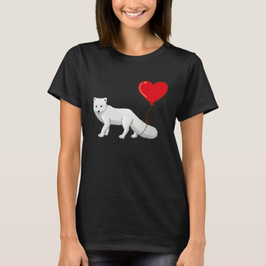 Arctic Foxes With Heart Balloon Valentines Day Lov T-shirt (Voorkant)