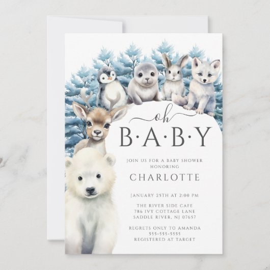 Arctic Friends Winterneutraal Baby shower Kaart (Voorkant)