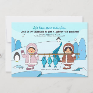 Arctic Fun Birthday Party Invitation Kaart