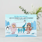 Arctic Fun Birthday Party Invitation Kaart (Staand voorkant)