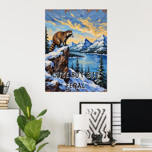 Arctic Gaze: Wasbeer boven een ijsgebonden meer Poster