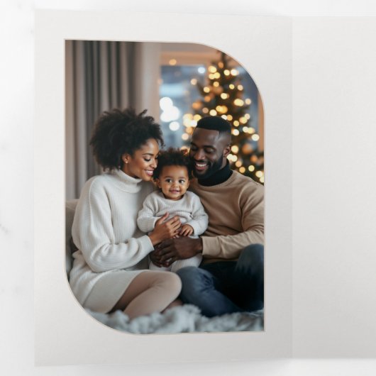 Arctic Glow Cozy Vibes Retro Christmas Photo Drieluik Wenskaart (Binnenzijde eerst)