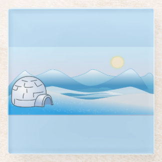 Arctic Igloo Blue Glazen Onderzetter