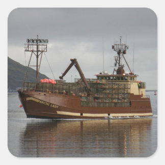 Arctic Lady, Crab Boat in de Nederlandse haven, AK Vierkante Sticker