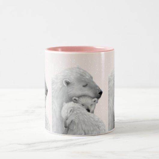 Arctic Love: Polar Beer familie in roze tinten Tweekleurige Koffiemok (Center)