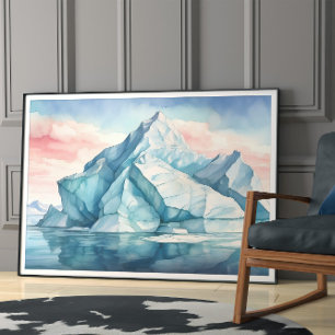 Arctic Majesty, levendige Waterverf ijsberg Poster