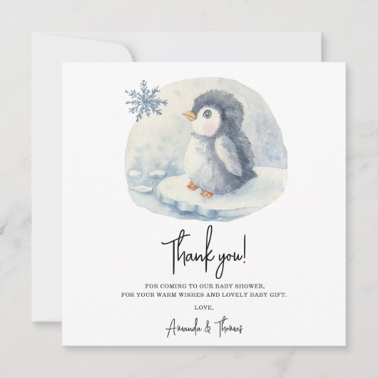 Arctic mignon Penguin merci baby shower (Devant)